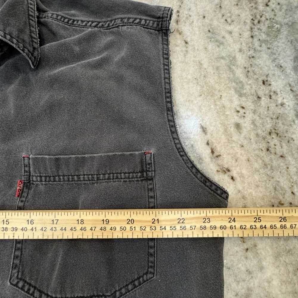 VTG 1996 Levi's Red Tab Black Denim Shirt Vest Mens Sz M Oversized Grunge Biker